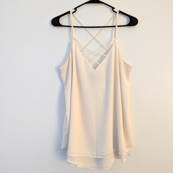 Express Tops - Express White Silky Strappy Criss-Cross Tank Top - Flowy & Bridal Chic